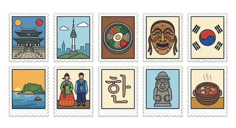 Stylized National Landmark Stamps