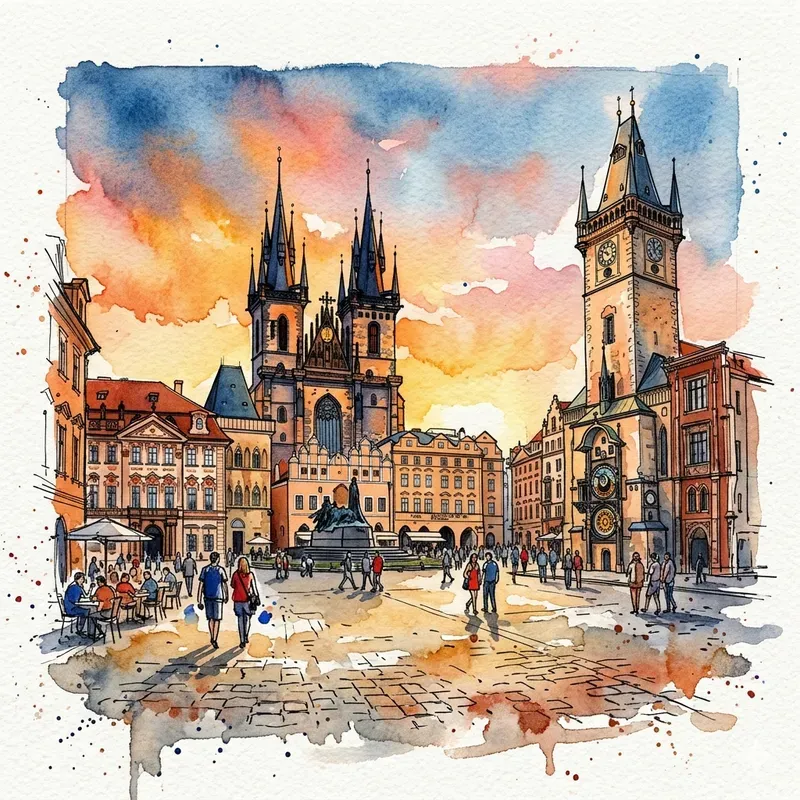 Watercolor Ink City Sketches