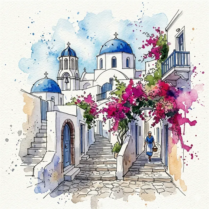Watercolor Ink City Sketches