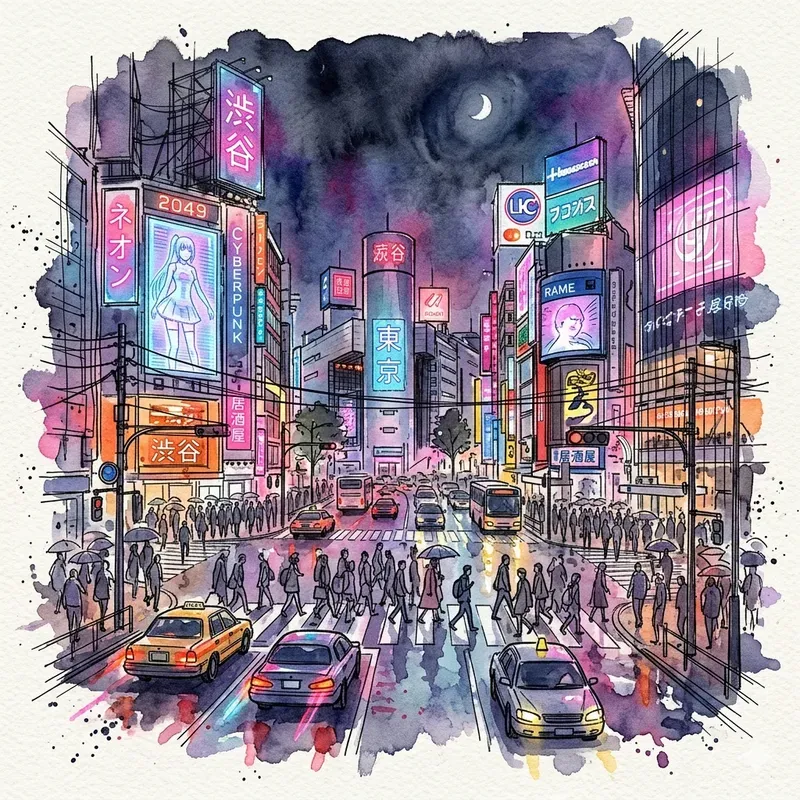 Watercolor Ink City Sketches