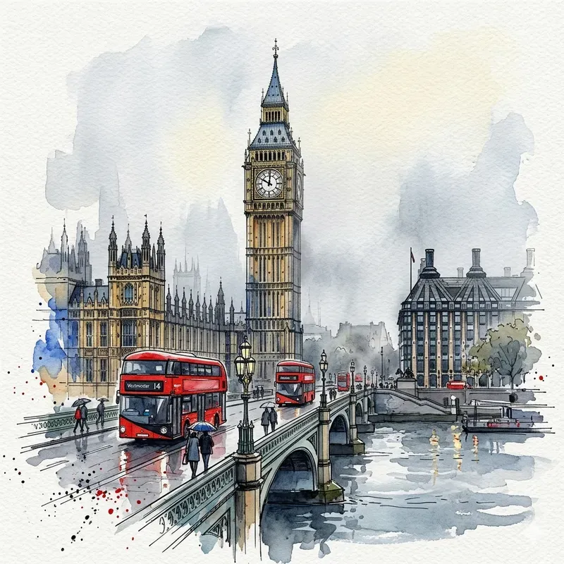 Watercolor Ink City Sketches