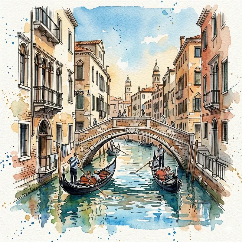 Watercolor Ink City Sketches