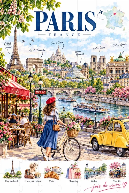 Vibrant Watercolor City Travel Posters