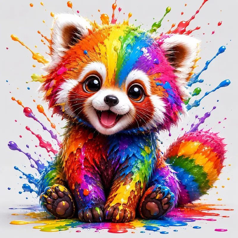 Rainbow Paint Splash Cartoon Characters