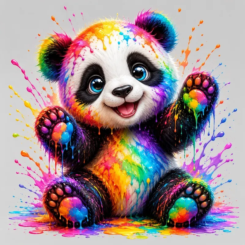 Rainbow Paint Splash Cartoon Characters