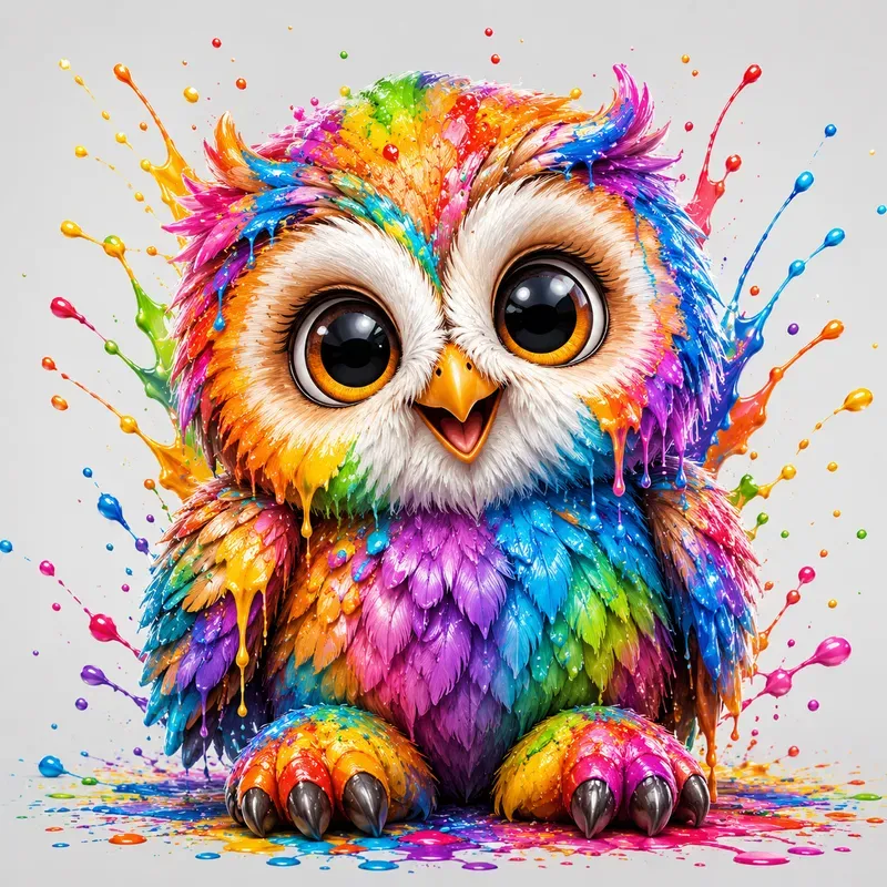 Rainbow Paint Splash Cartoon Characters