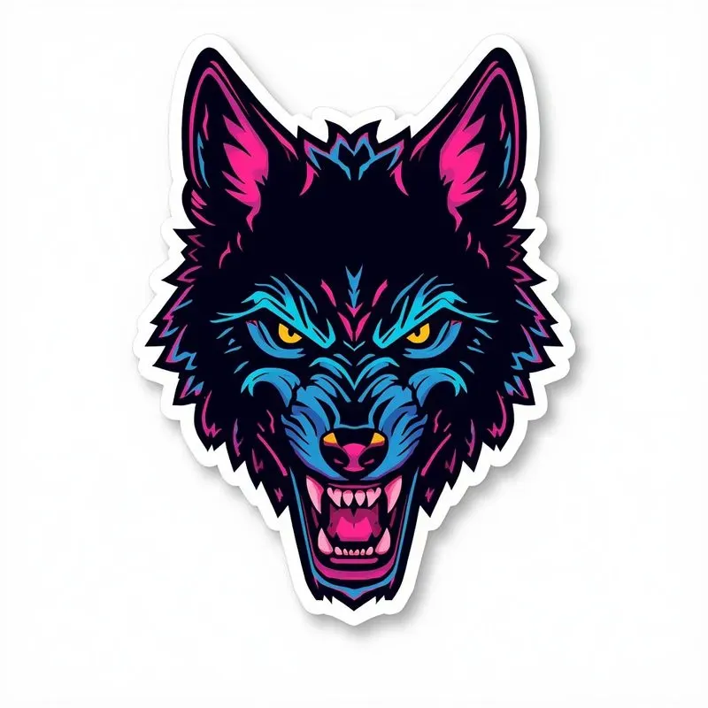 3D Cyberpunk Animal Vector Stickers