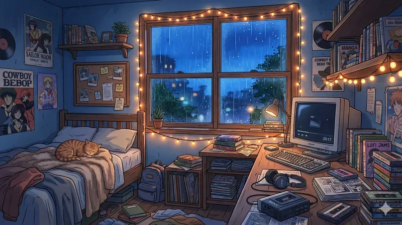 Nostalgic 90s Anime Lofi Backgrounds