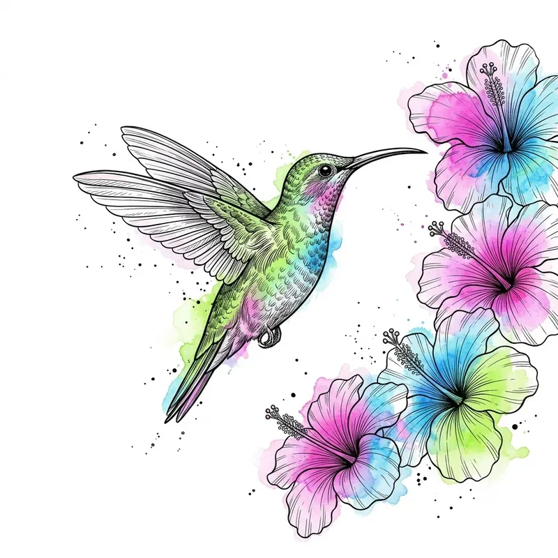 Ink Watercolor Bird Art