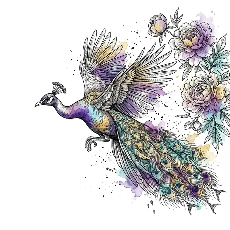 Ink Watercolor Bird Art