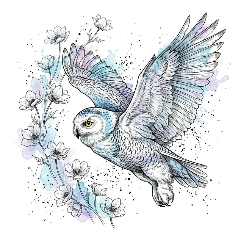 Ink Watercolor Bird Art