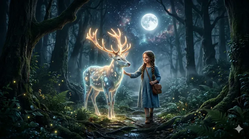 Children And Glowing Deer Nights