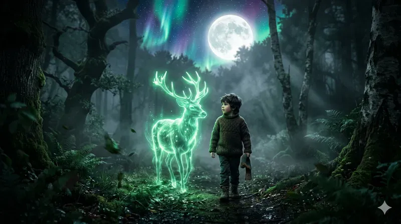 Children And Glowing Deer Nights