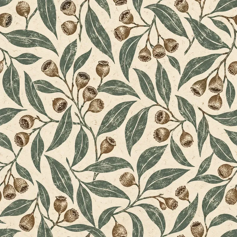 Linocut Botanical Craft Pattern Tiles