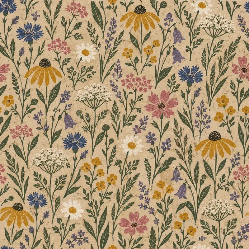 Linocut Botanical Craft Pattern Tiles