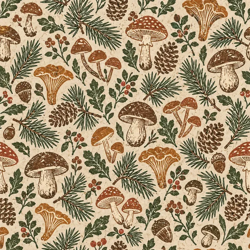 Linocut Botanical Craft Pattern Tiles
