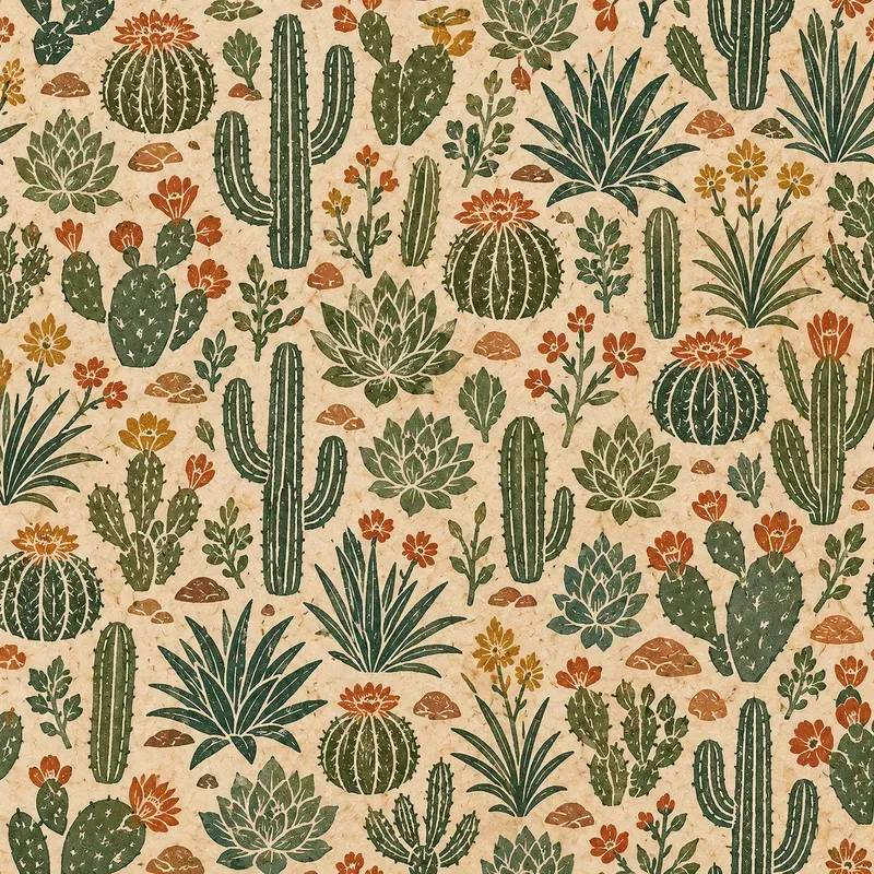 Linocut Botanical Craft Pattern Tiles