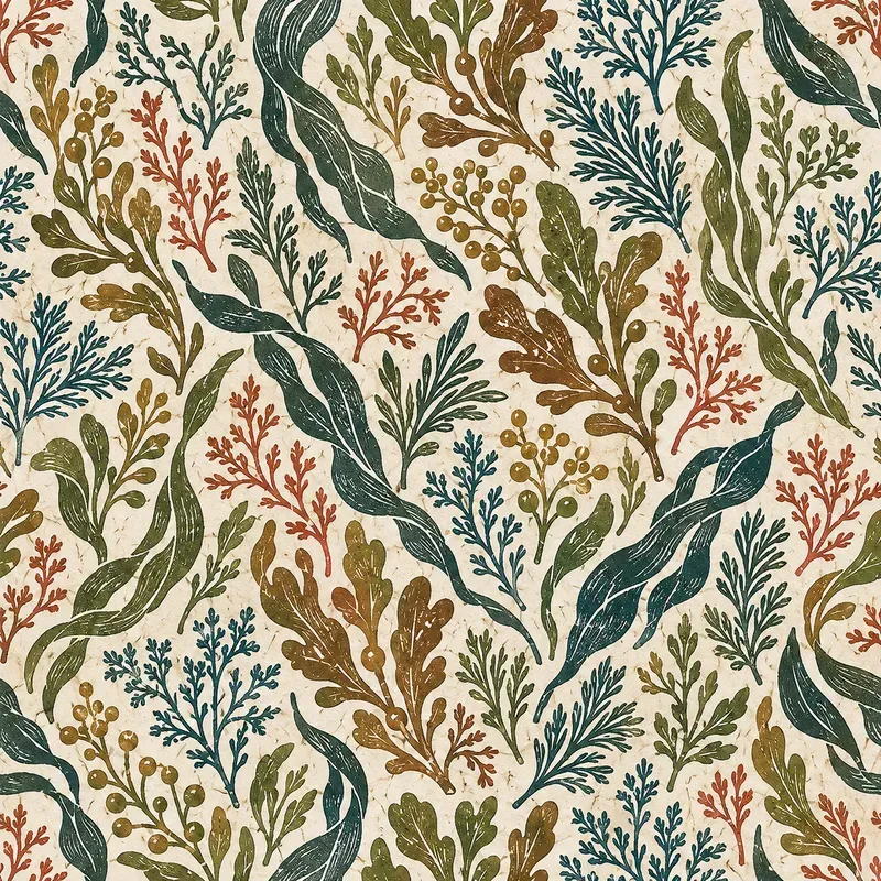 Linocut Botanical Craft Pattern Tiles