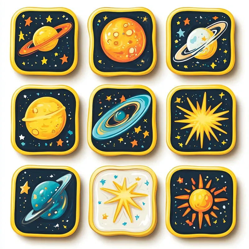 Whimsical Cosmic Sticker Designs