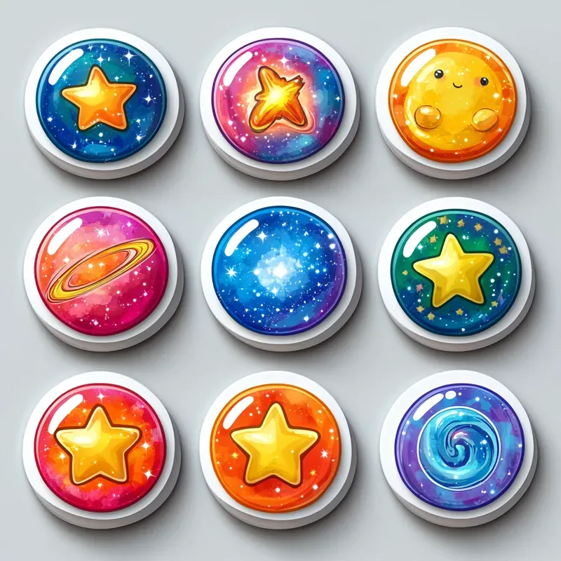 Whimsical Cosmic Sticker Designs