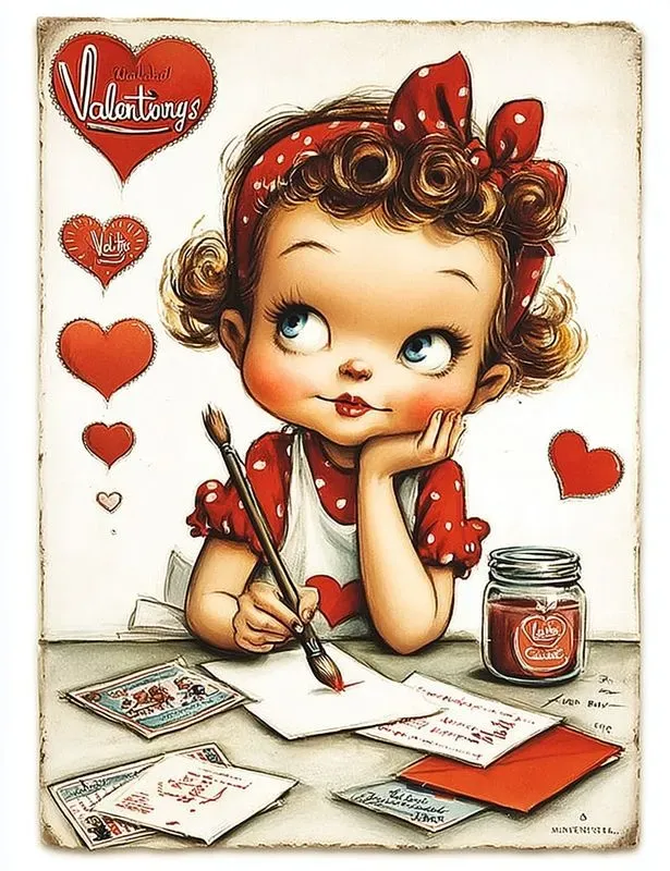Retro Vintage Valentine Card Clipart