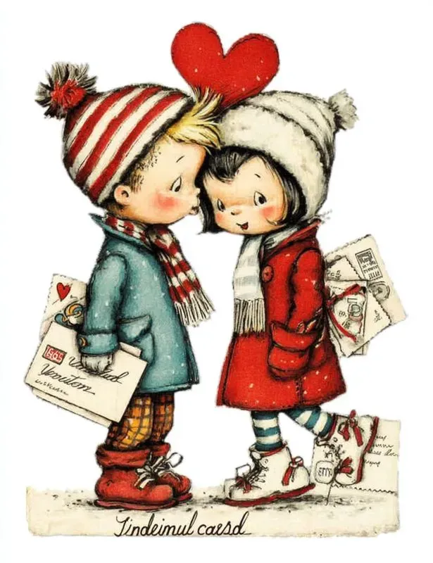 Retro Vintage Valentine Card Clipart