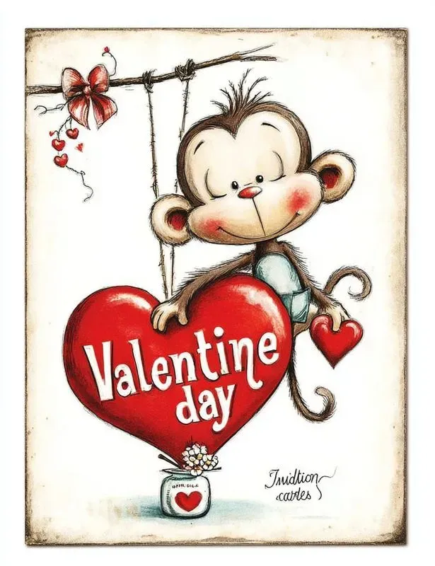 Retro Vintage Valentine Card Clipart