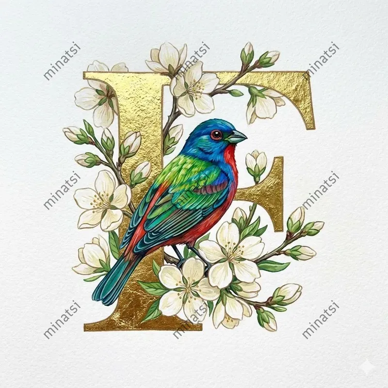 Golden Illuminated Avian Initials