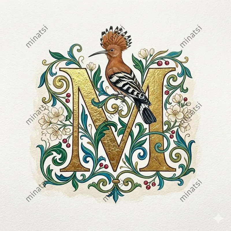 Golden Illuminated Avian Initials