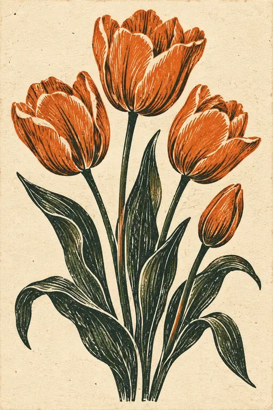 Vintage Linocut Botanical Generator