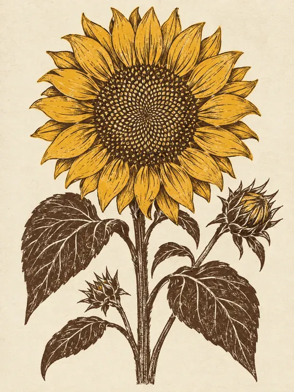 Vintage Linocut Botanical Generator