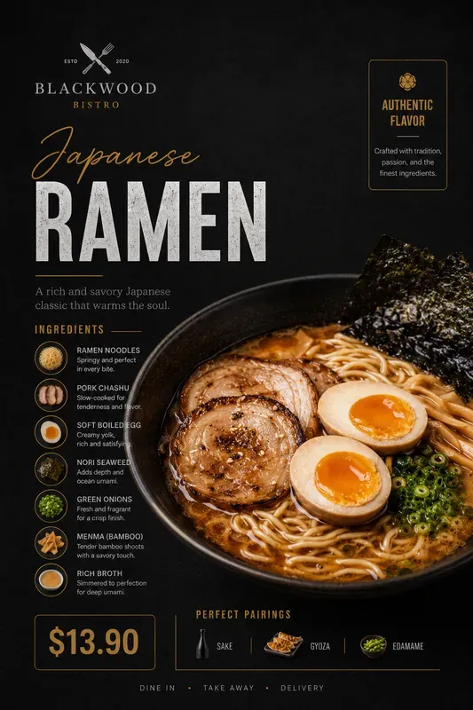 Premium Restaurant Menu Food Posters