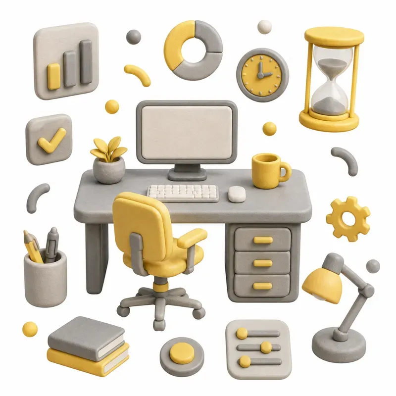 3D Claymorphism Workplace Wellness Icons