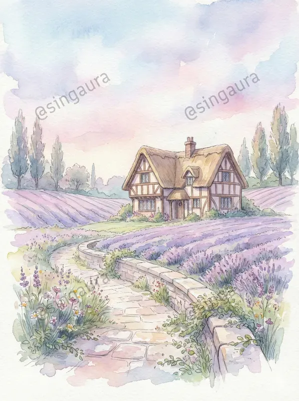 Dreamy Watercolor Cottage Landscapes