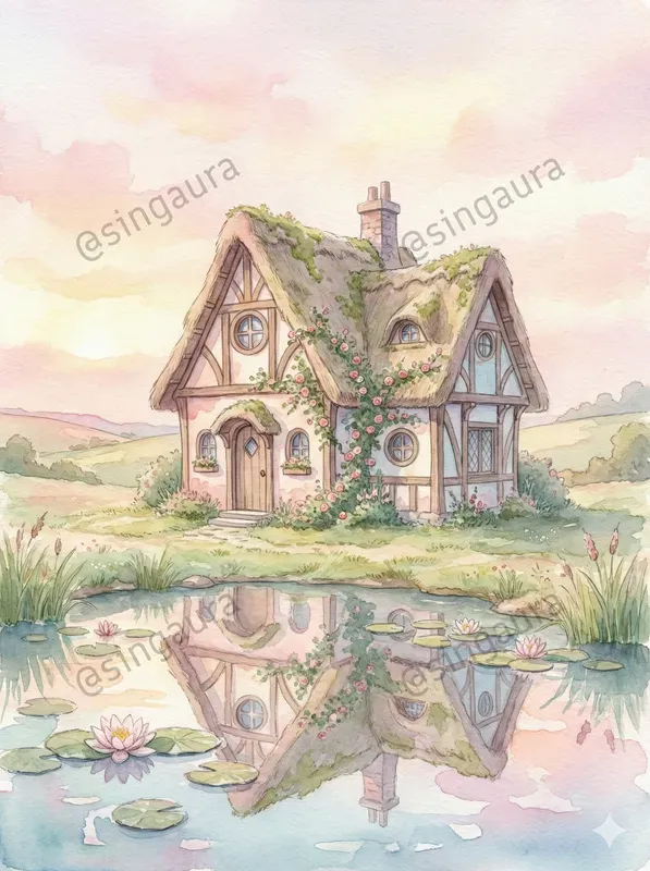 Dreamy Watercolor Cottage Landscapes