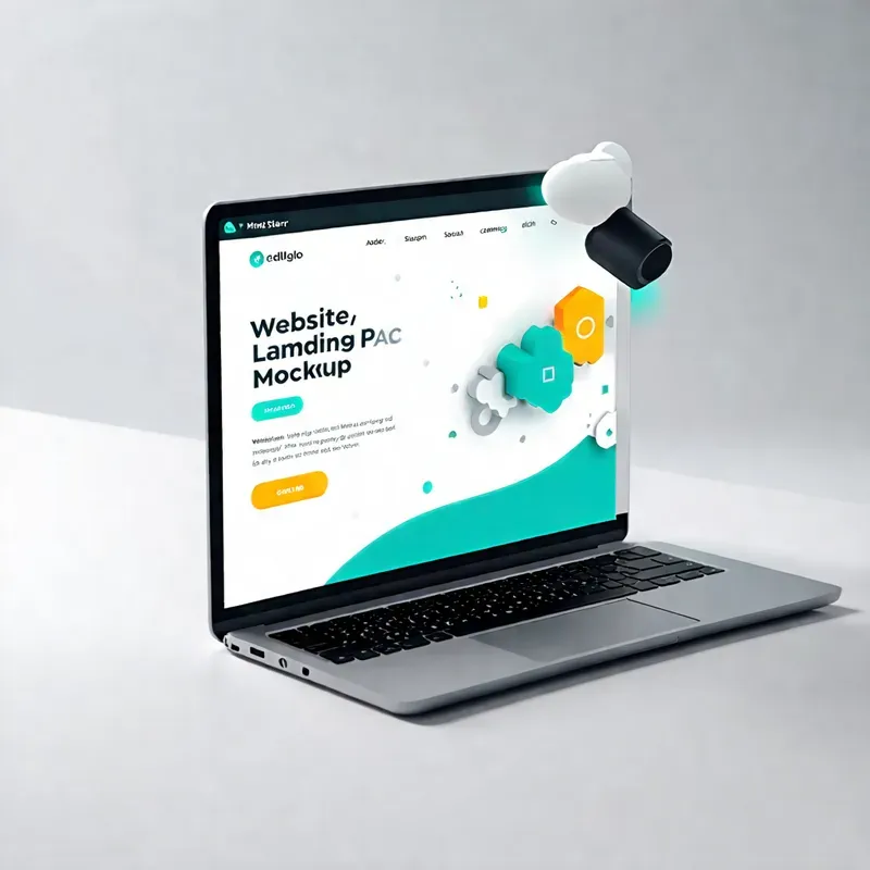 3D Website Landing Page Mockups