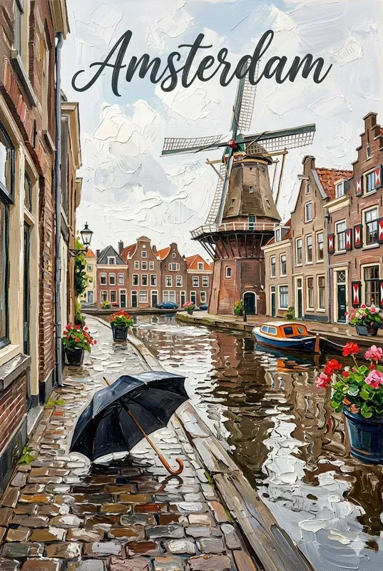 Impasto Cityscape Oil Painting Art