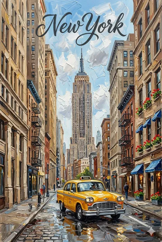 Impasto Cityscape Oil Painting Art