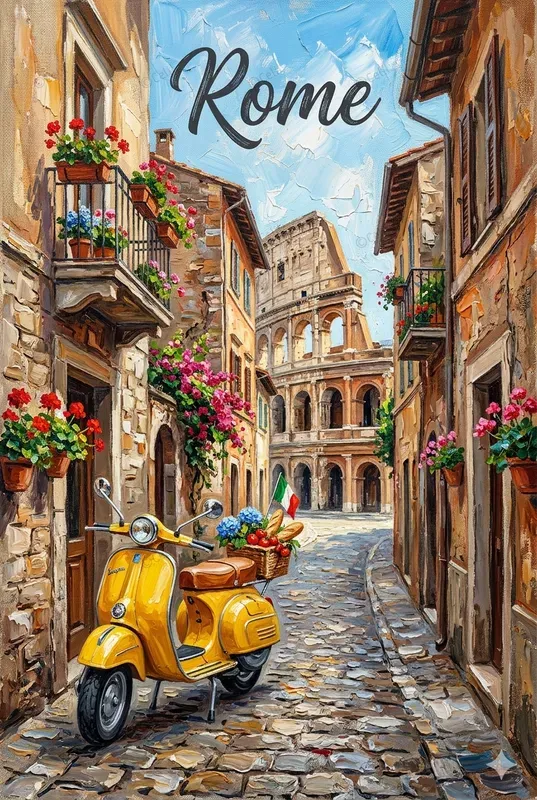 Impasto Cityscape Oil Painting Art