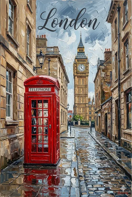 Impasto Cityscape Oil Painting Art