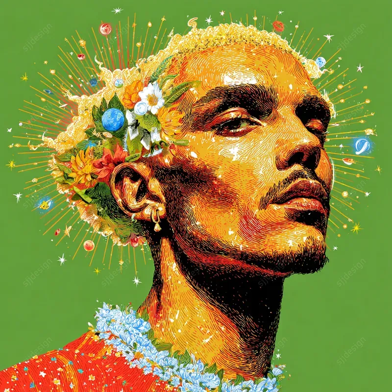 Vibrant Celestial Pop Art