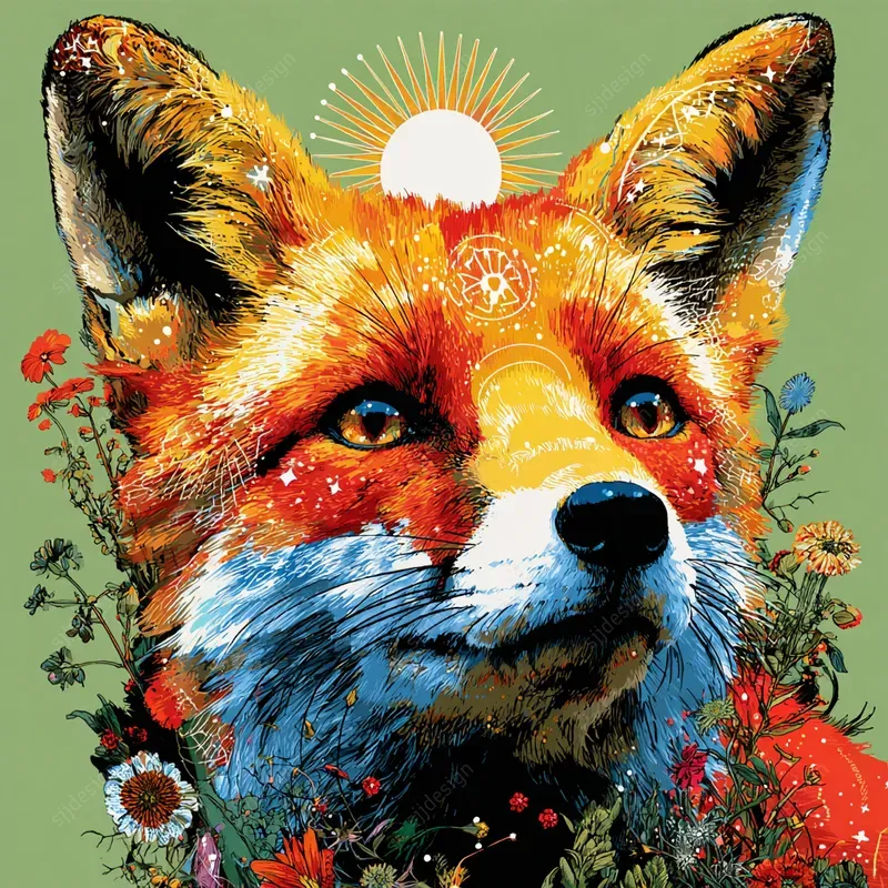 Vibrant Celestial Pop Art