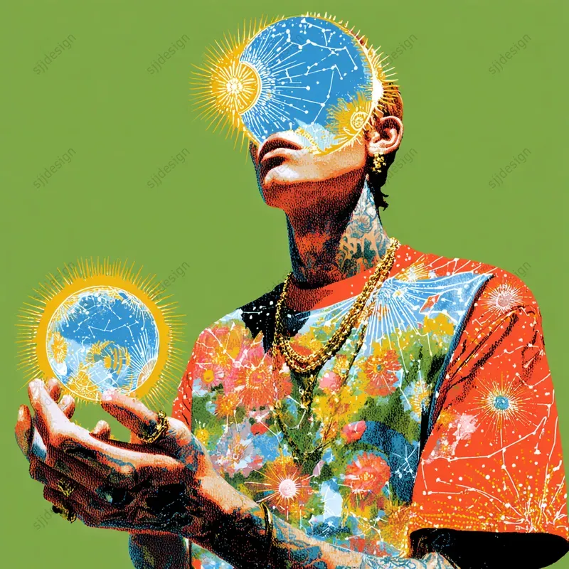 Vibrant Celestial Pop Art