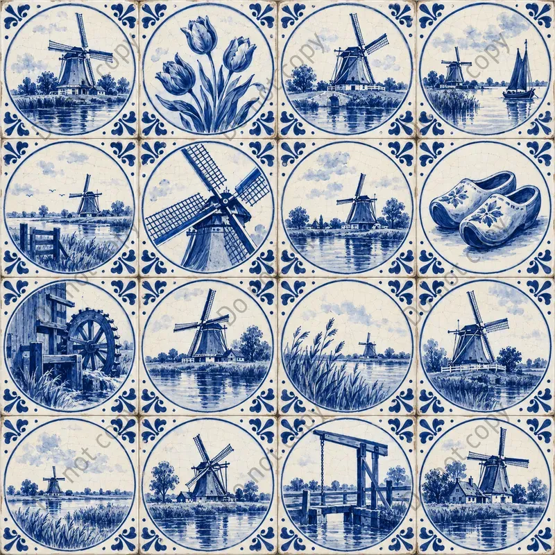 Delft Blue Tile Seamless Art