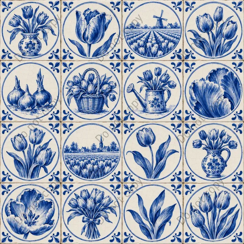 Delft Blue Tile Seamless Art