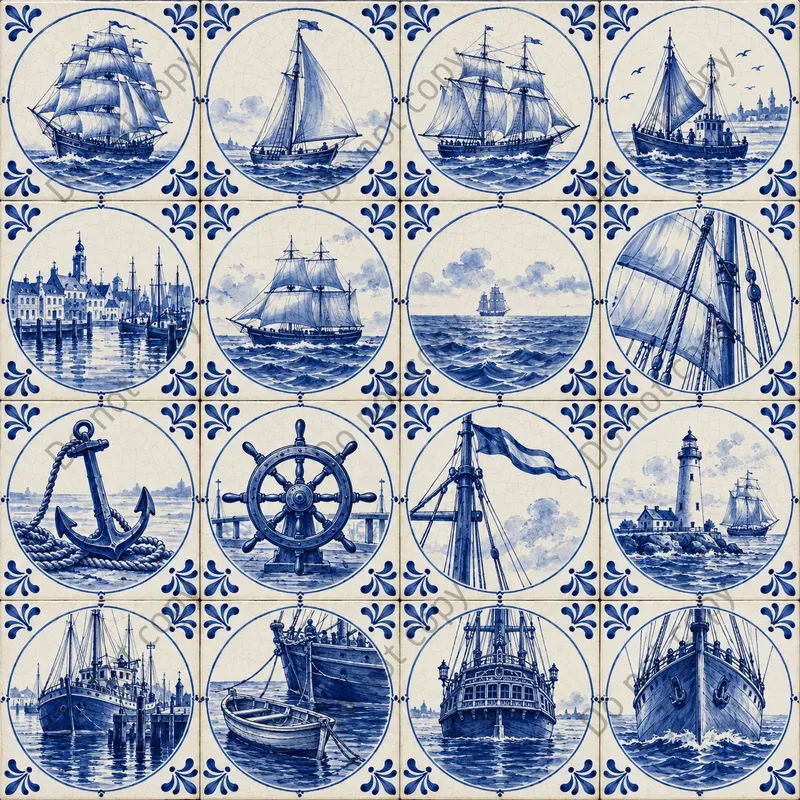 Delft Blue Tile Seamless Art