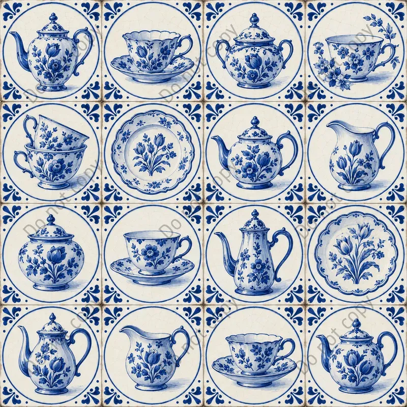 Delft Blue Tile Seamless Art