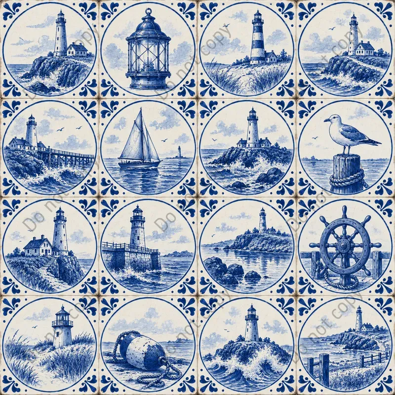 Delft Blue Tile Seamless Art