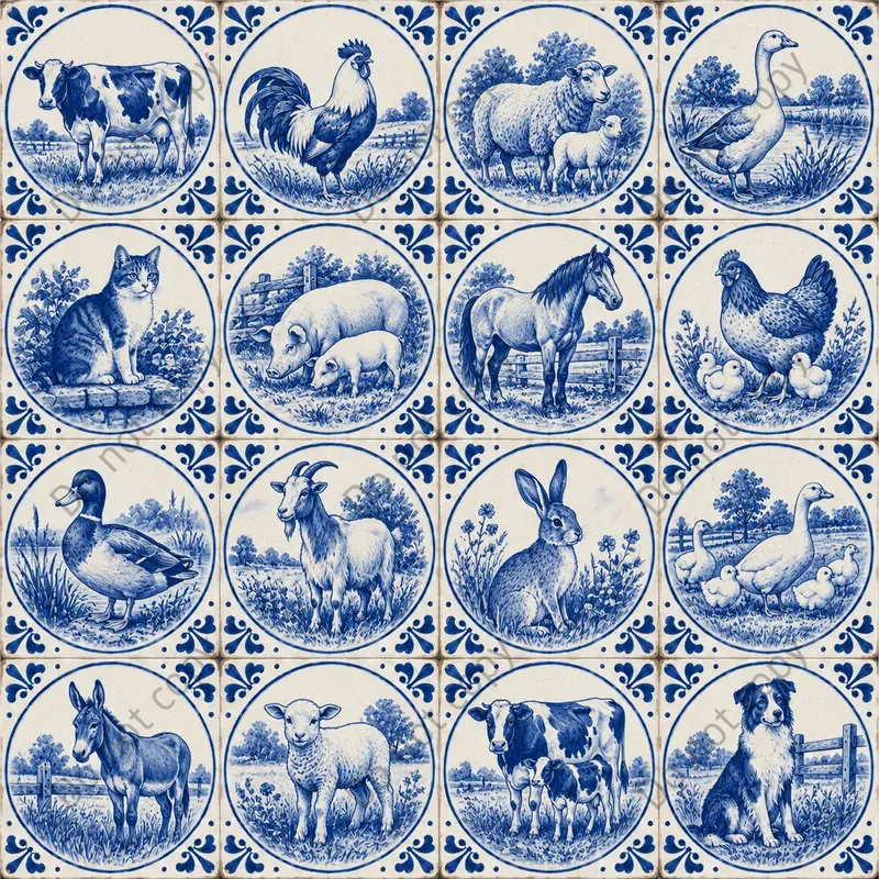 Delft Blue Tile Seamless Art