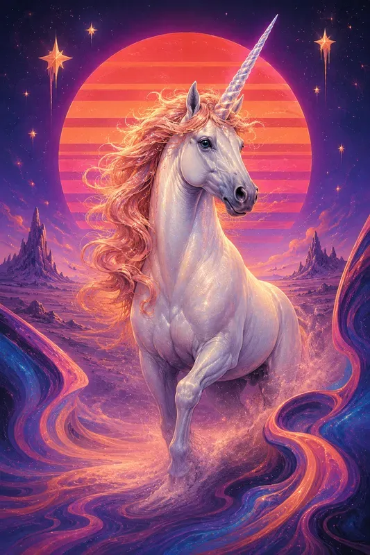 Retro Unicorn Psychedelic Posters